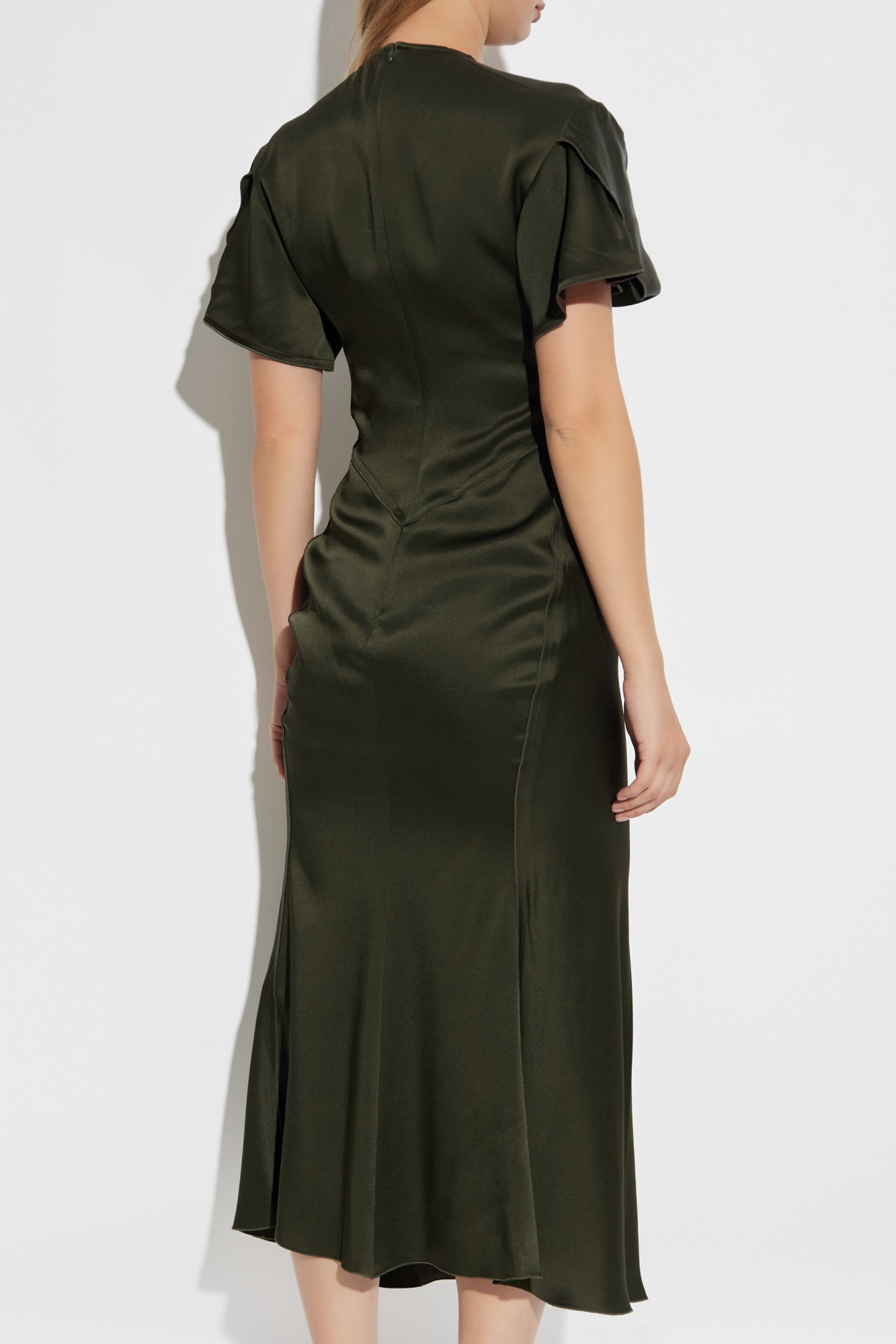 ワンピース VICTORIA BECKHAM DARK GREEN MIDI DRESS IN SATIN Victoria Beckham Dark green midi dress in satin | TheDoubleF